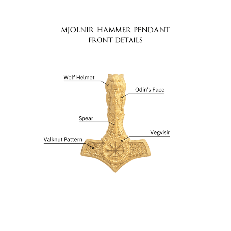 Mjolnir Hammer Pendant - Gold