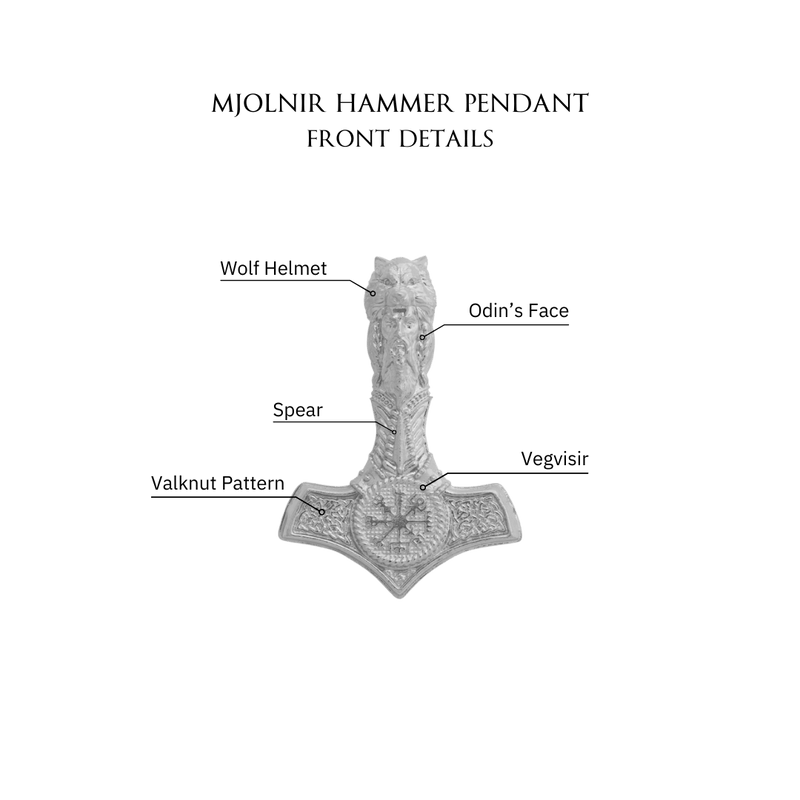 Mjolnir Hammer Pendant - White Gold