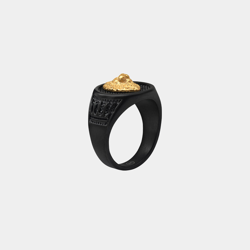 Lion Crown Ring - Black