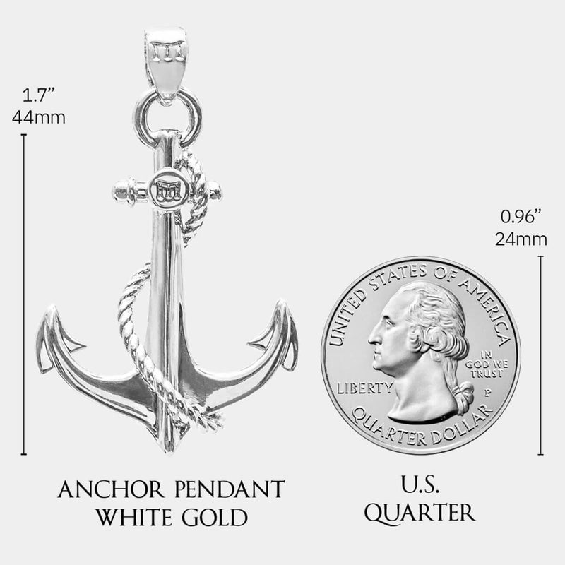 Anchor Pendant - White Gold