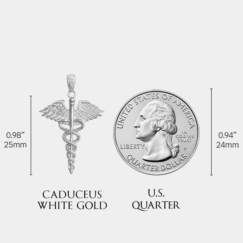 Caduceus Pendant - White Gold