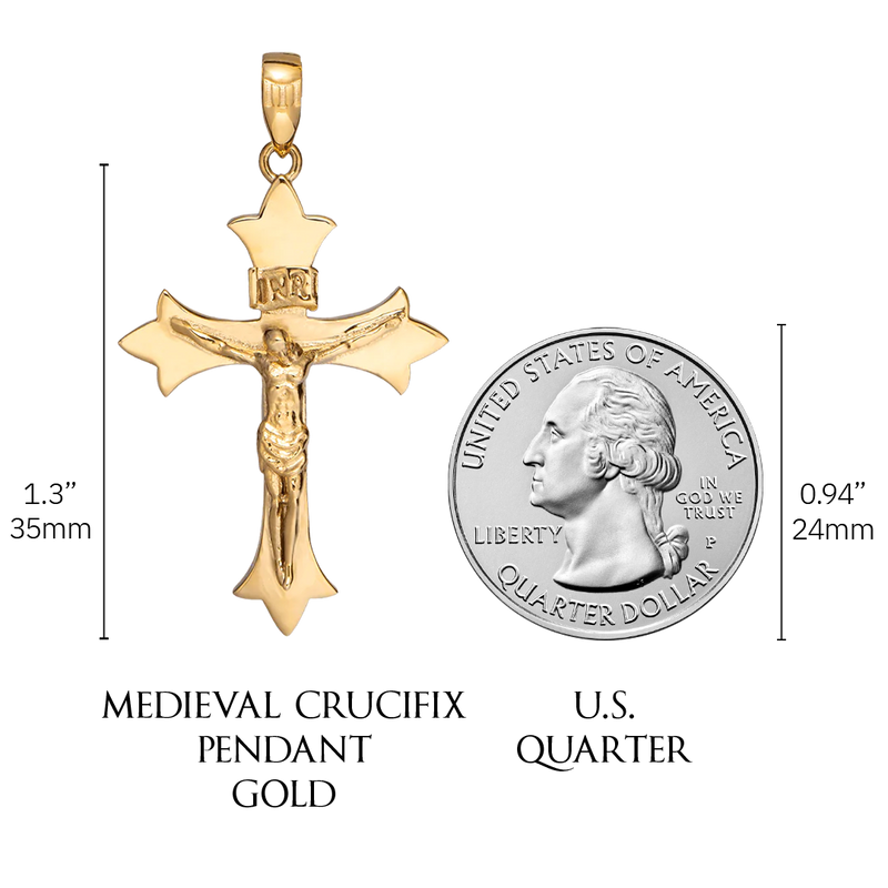Medieval Crucifix Pendant - Gold