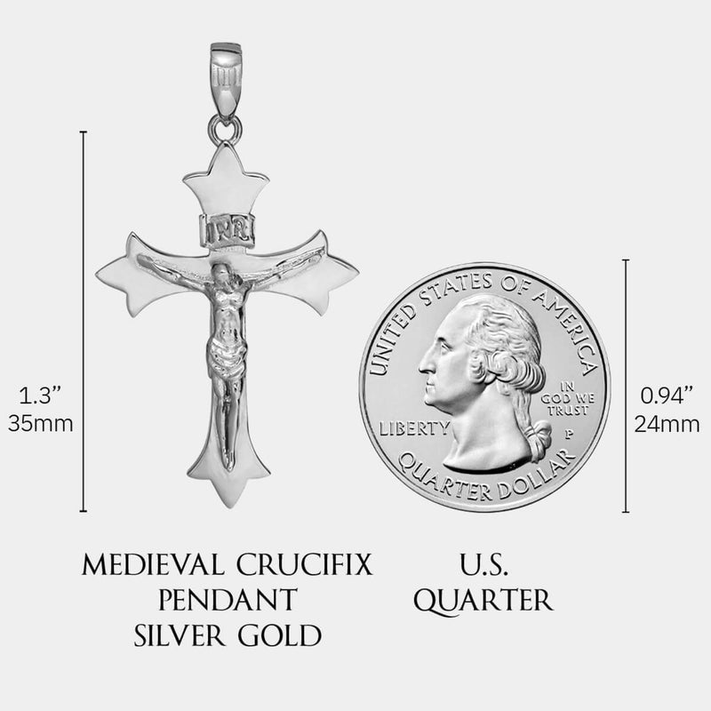 Medieval Crucifix Pendant - White Gold