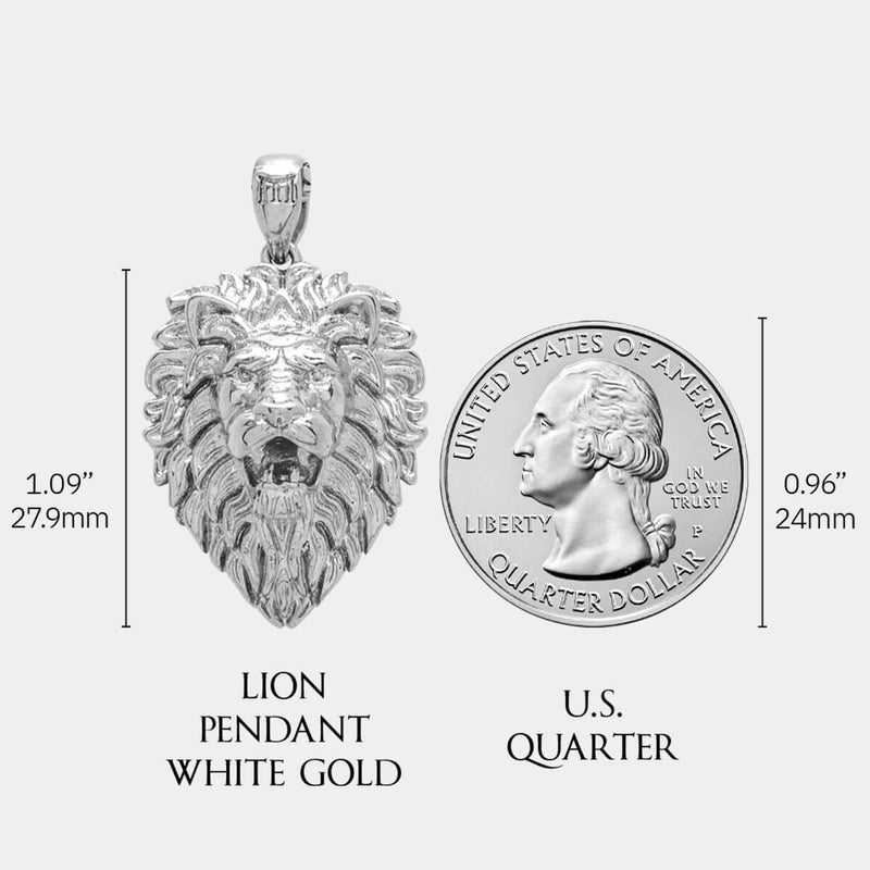 Lion Pendant - White Gold