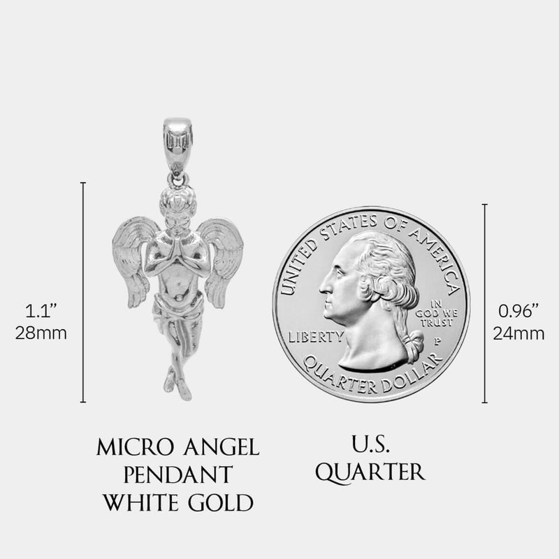 Micro Angel Pendant - White Gold