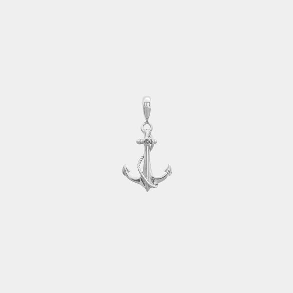 Mini Anchor Charm - White Gold