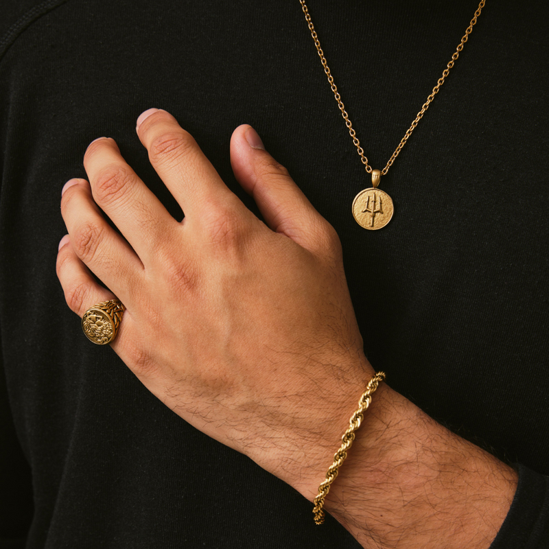 Poseidon Coin Ring - Ancient Gold