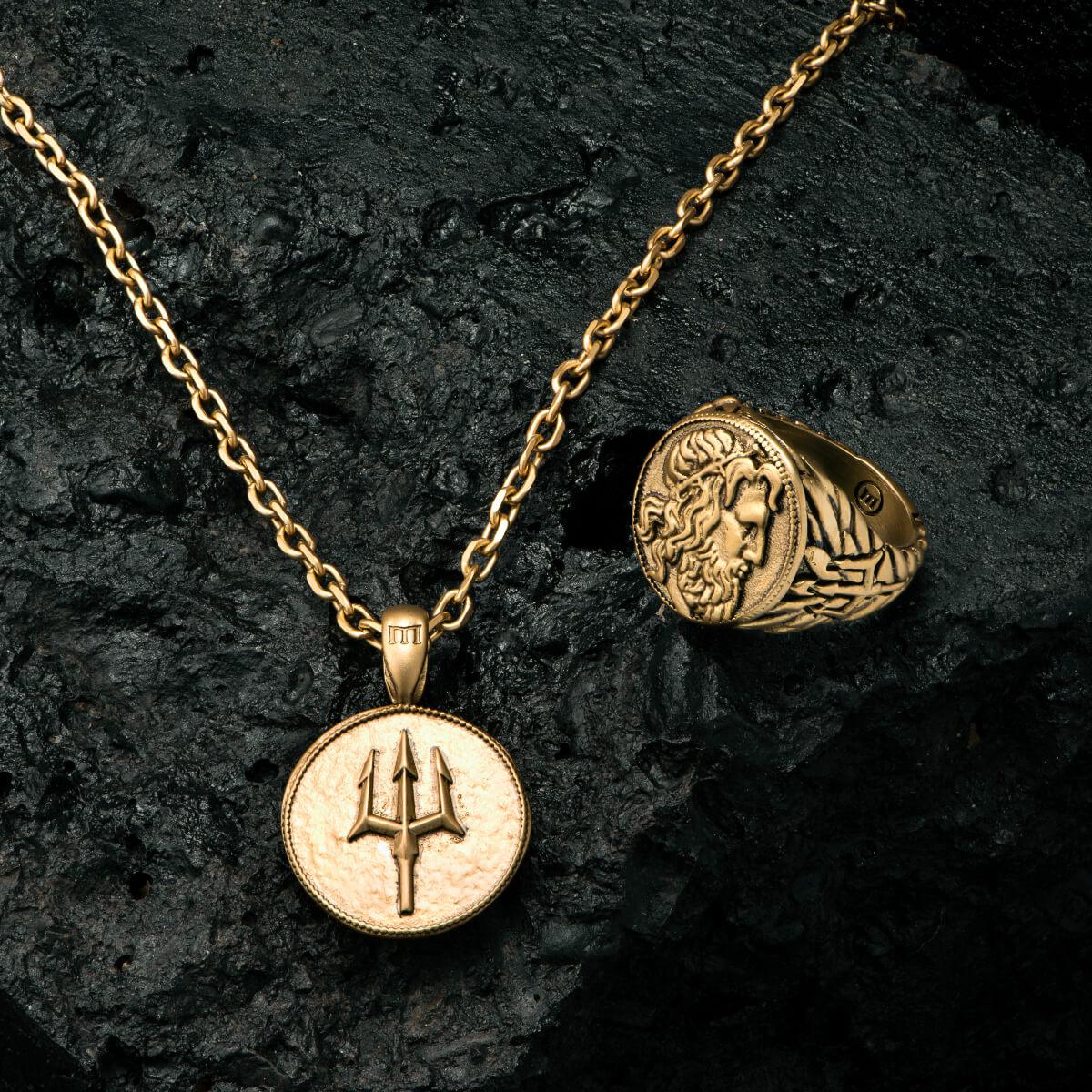 Poseidon Coin Pendant - Ancient Gold - Marcozo