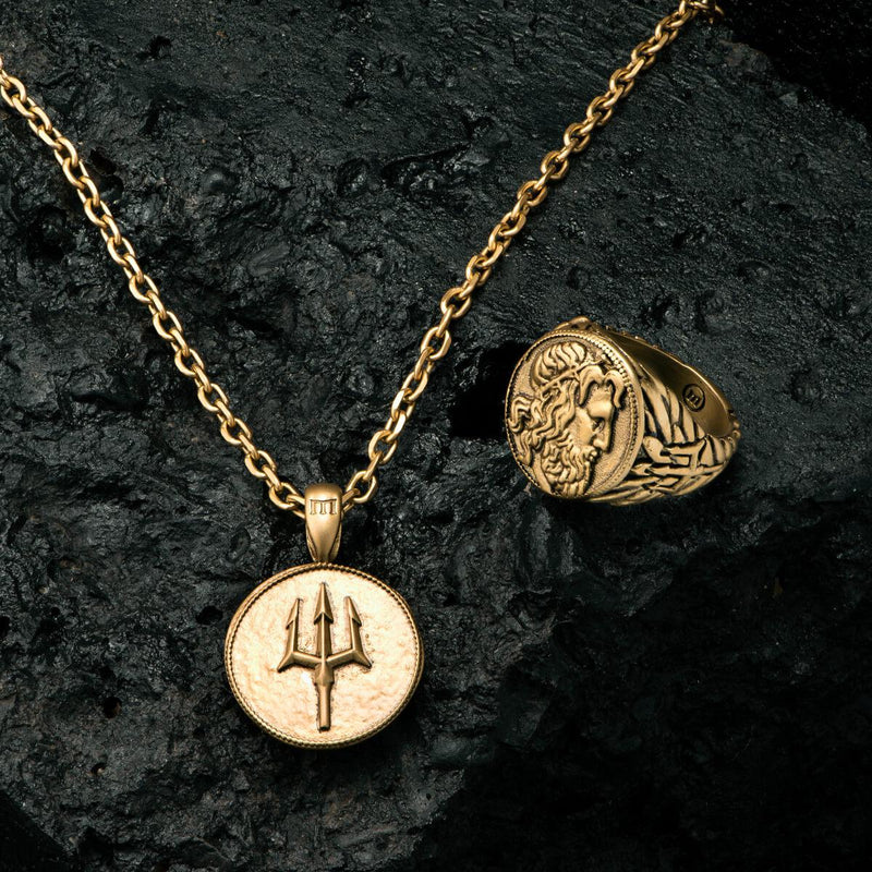 Poseidon Coin Ring - Ancient Gold