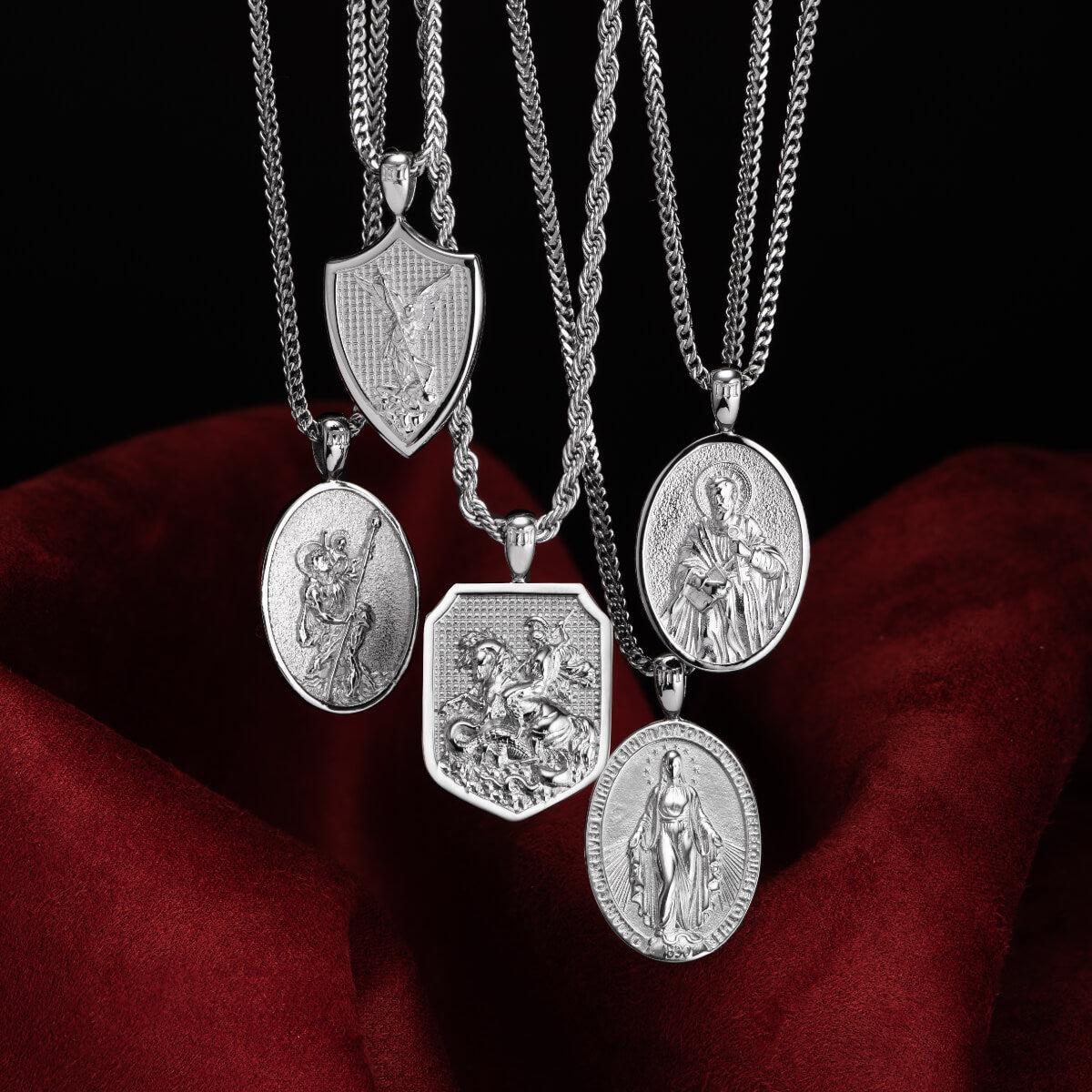 St. Peter Pendant | White Gold Plated St. Peter Pendant | Marcozo
