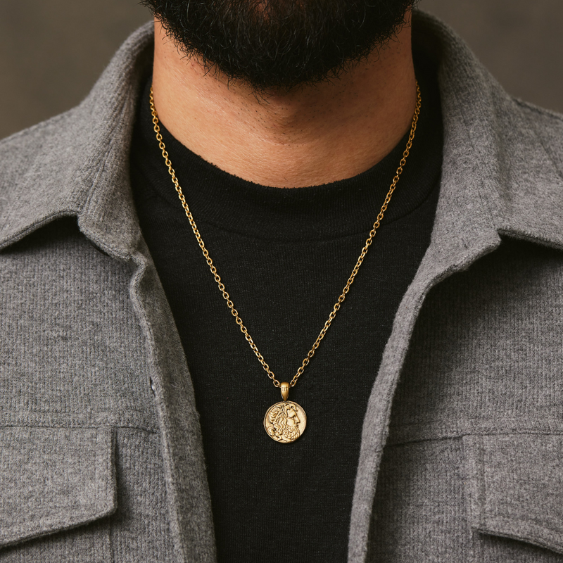 Poseidon Coin Pendant - Ancient Gold