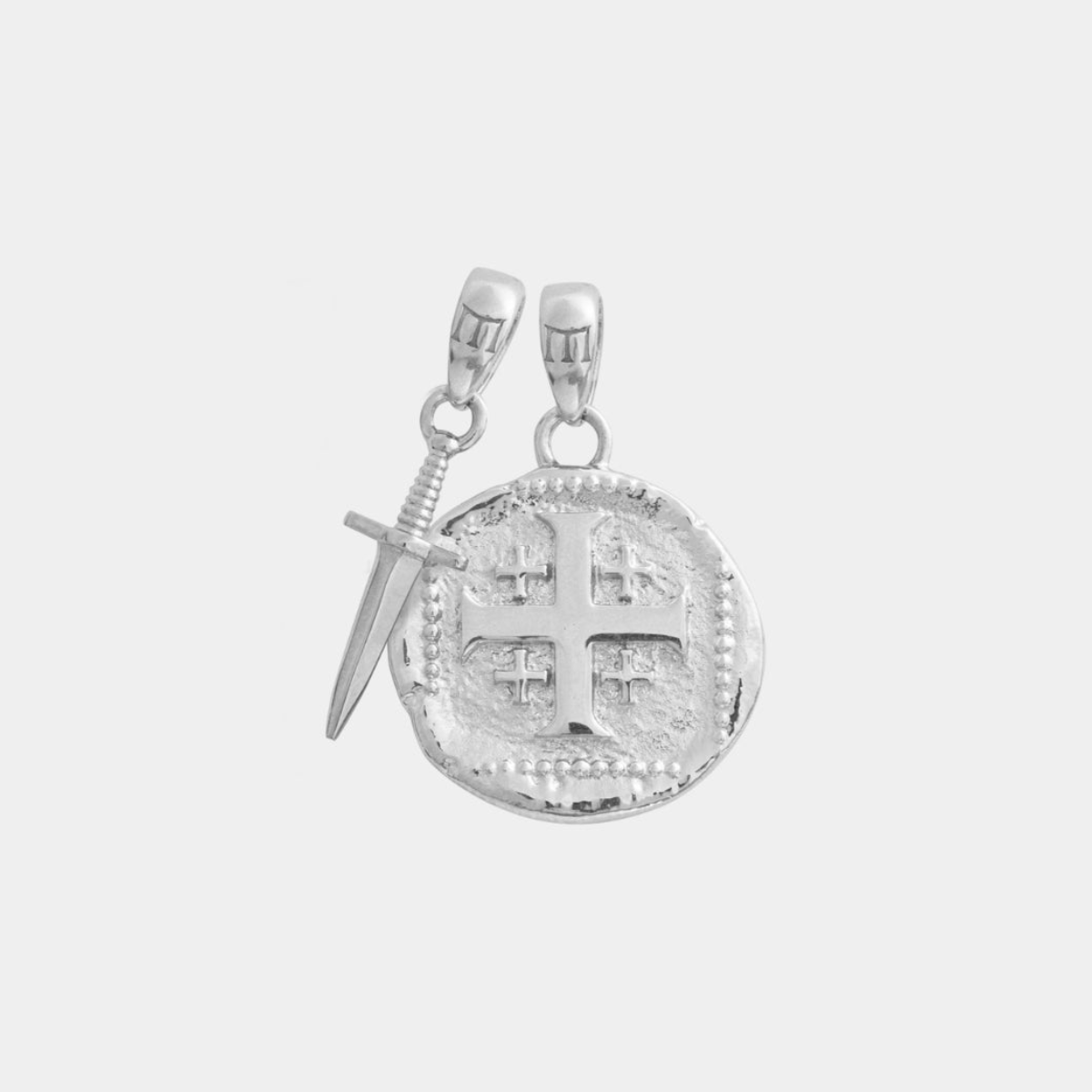 Crusader Cross Pendant Set - White Gold - MARCOZO