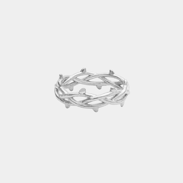 Crown of Thorns Ring - White Gold