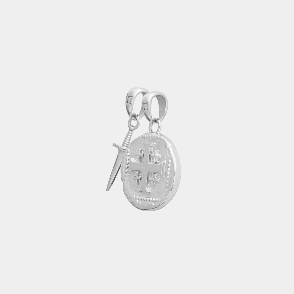Crusader Cross Pendant Set - White Gold - MARCOZO