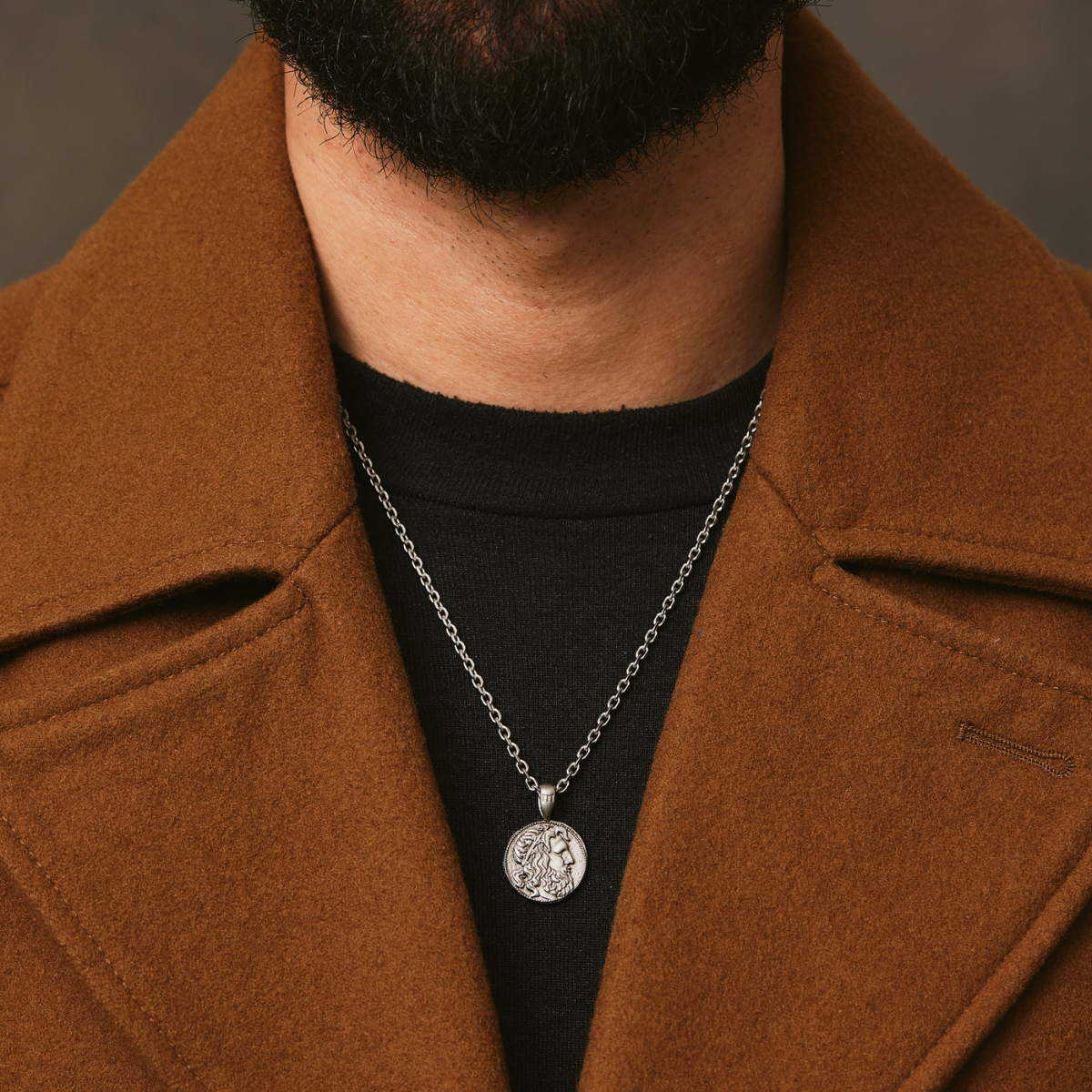 Poseidon Coin Pendant - Ancient Silver - Marcozo