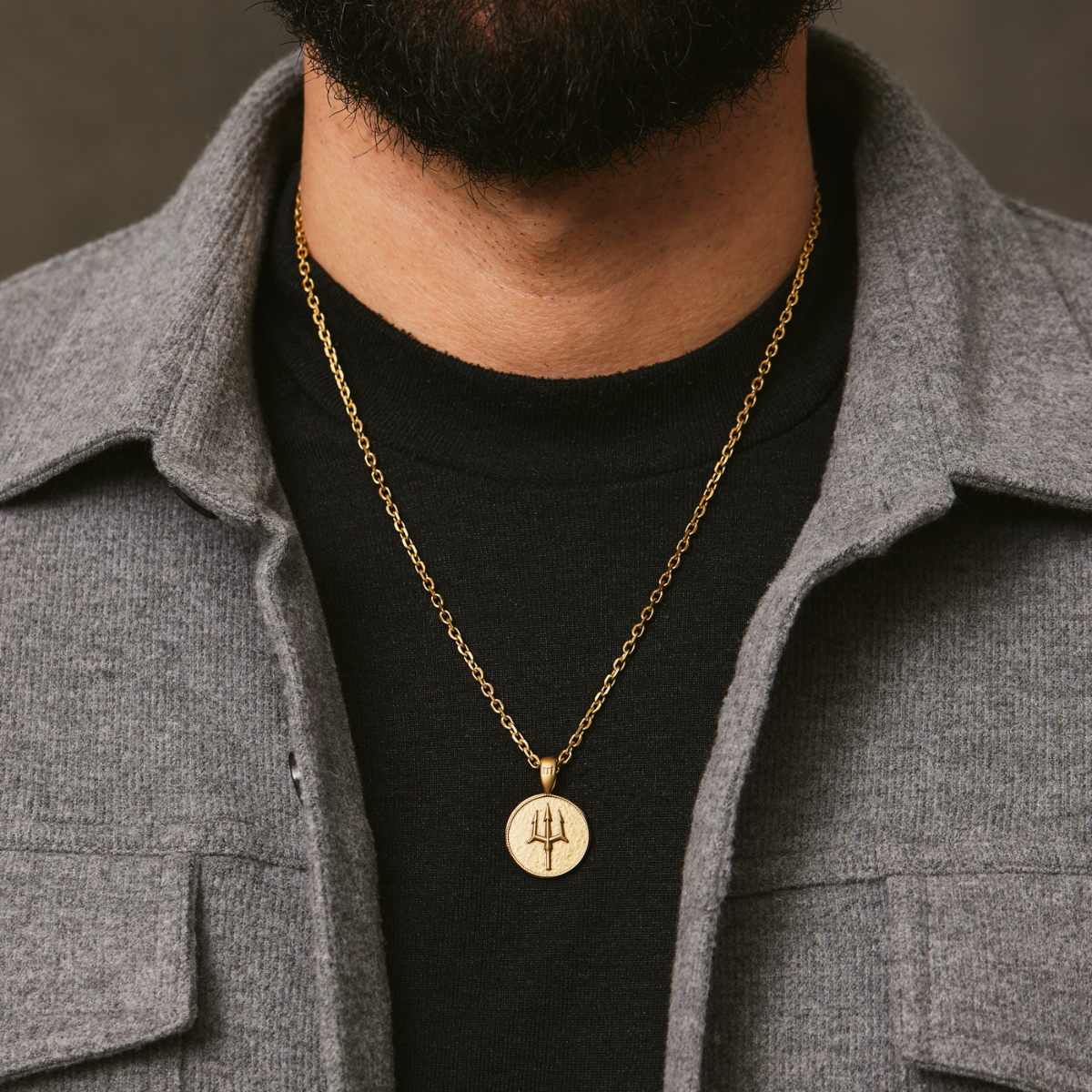 Poseidon Coin Pendant - Ancient Gold - Marcozo