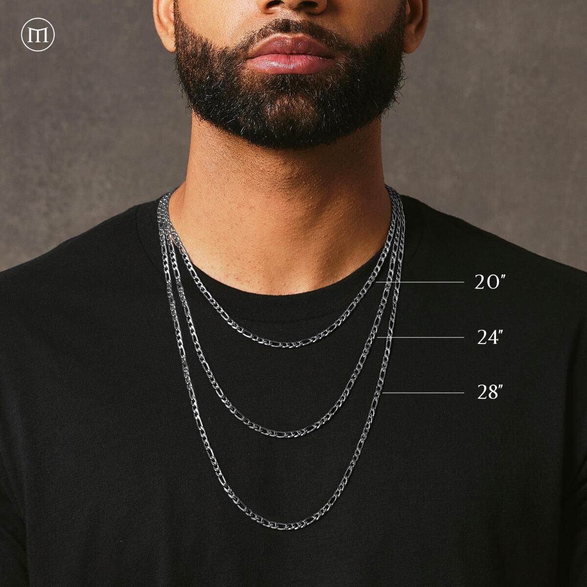 Figaro Chain | White Gold Plated Figaro Chain | Marcozo – MARCOZO