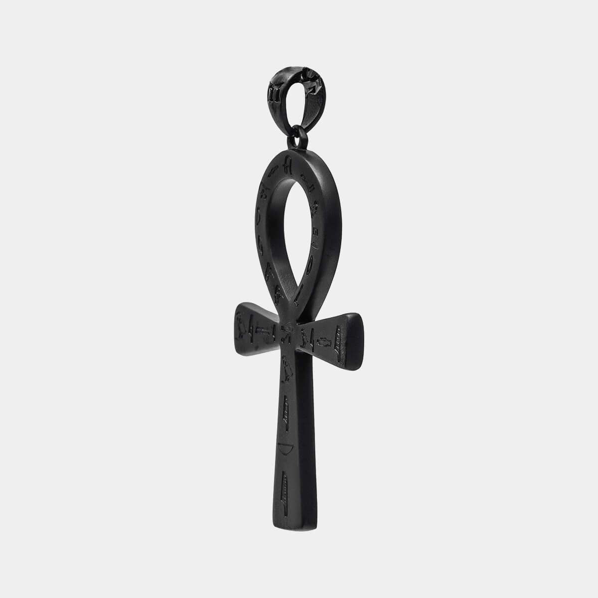Ankh Key Pendant | Black Gold Plated Ankh Pendant Necklace