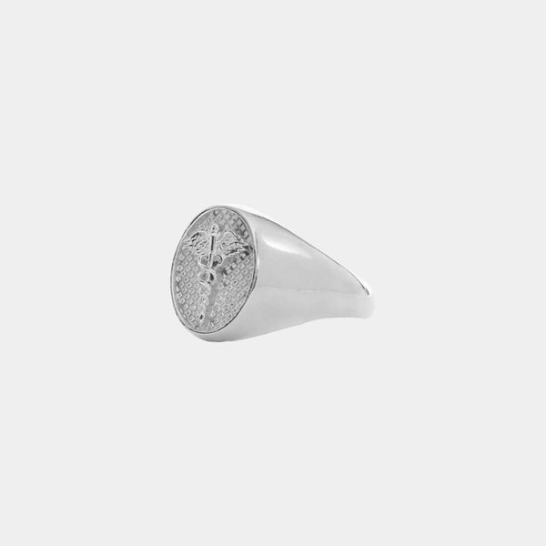 Caduceus Ring - White Gold