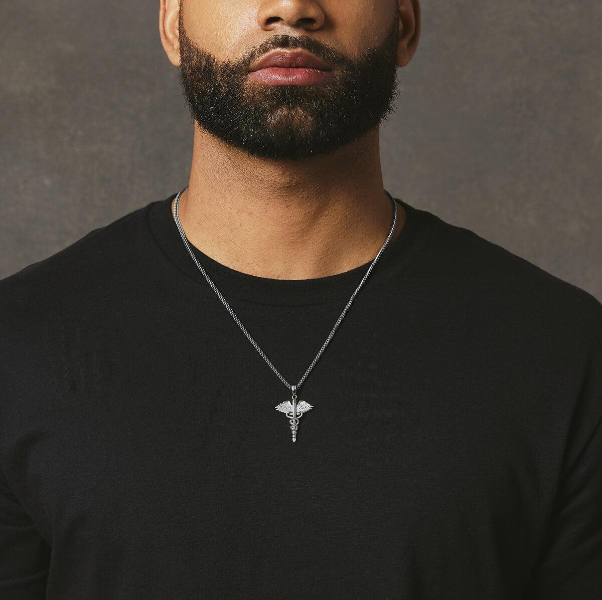 Caduceus Pendant - White Gold - Marcozo