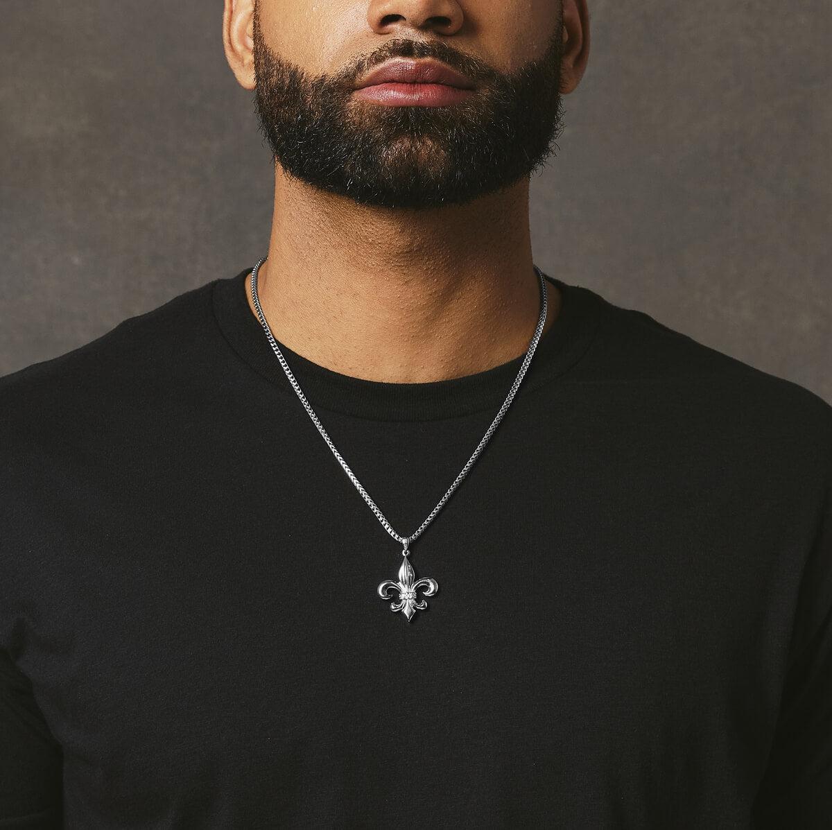 Fleur de Lis Pendant - White Gold - Marcozo