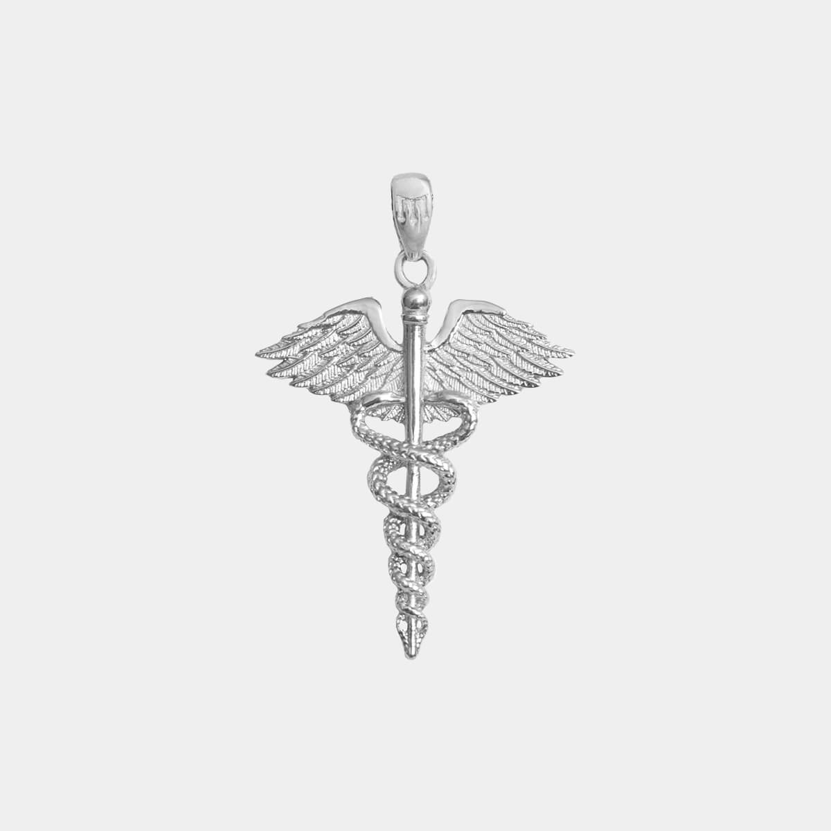 Caduceus Pendant - White Gold - Marcozo