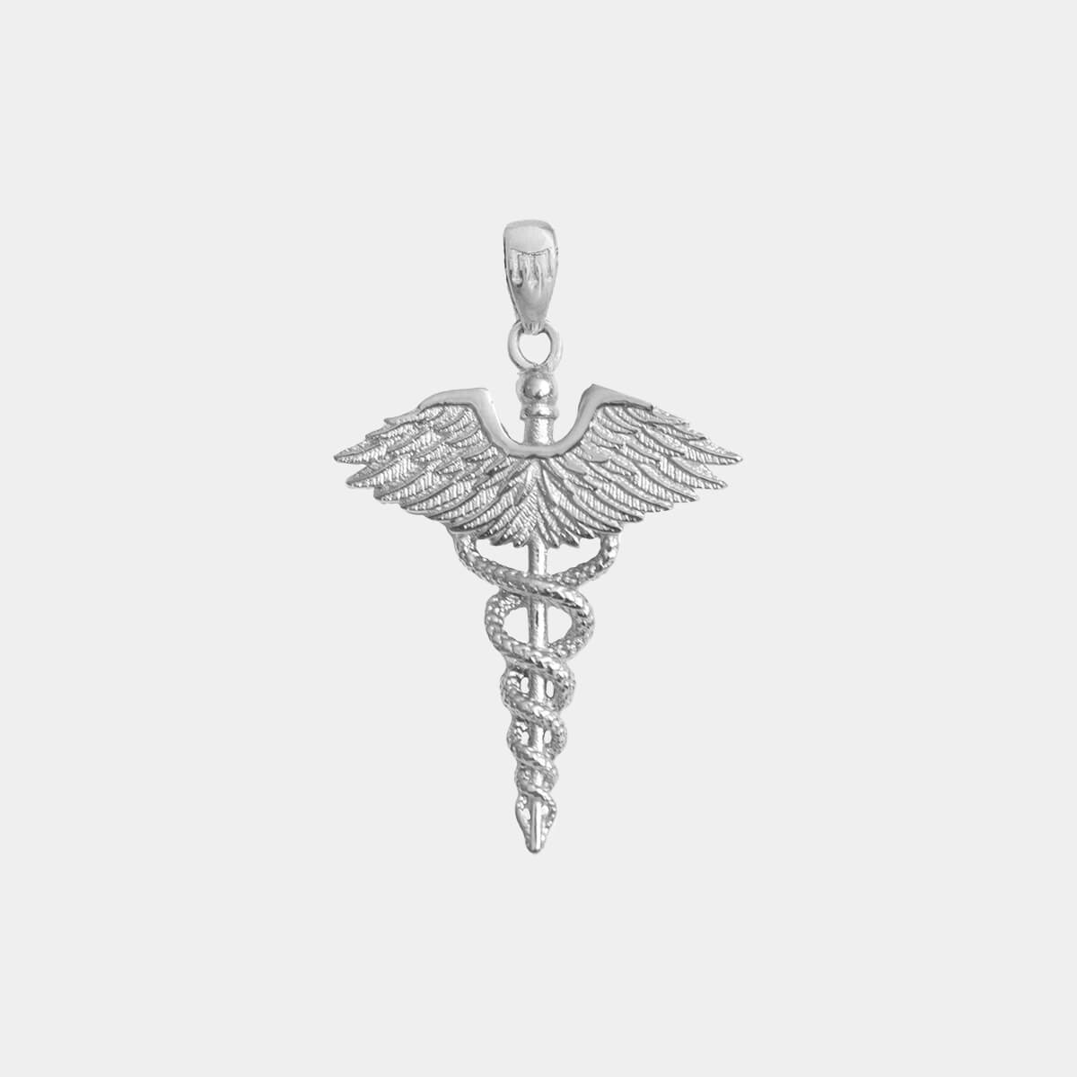 Caduceus necklace white gold on sale