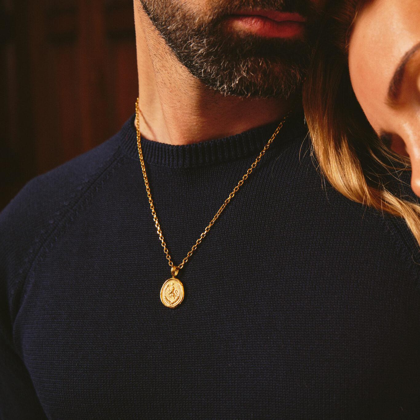 Lion Wax Seal Pendant - Gold - Marcozo