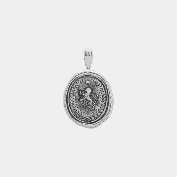 Lion Wax Seal Pendant - White Gold - Marcozo
