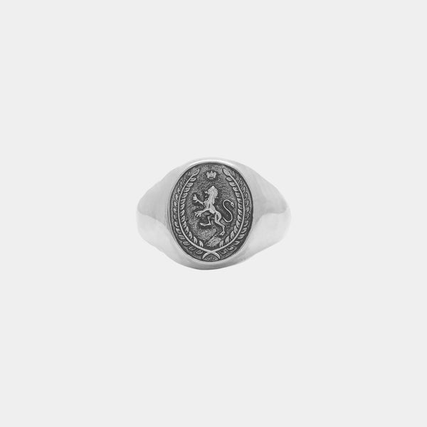 Lion Wax Seal Ring - White Gold