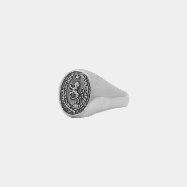 Lion Wax Seal Ring - White Gold
