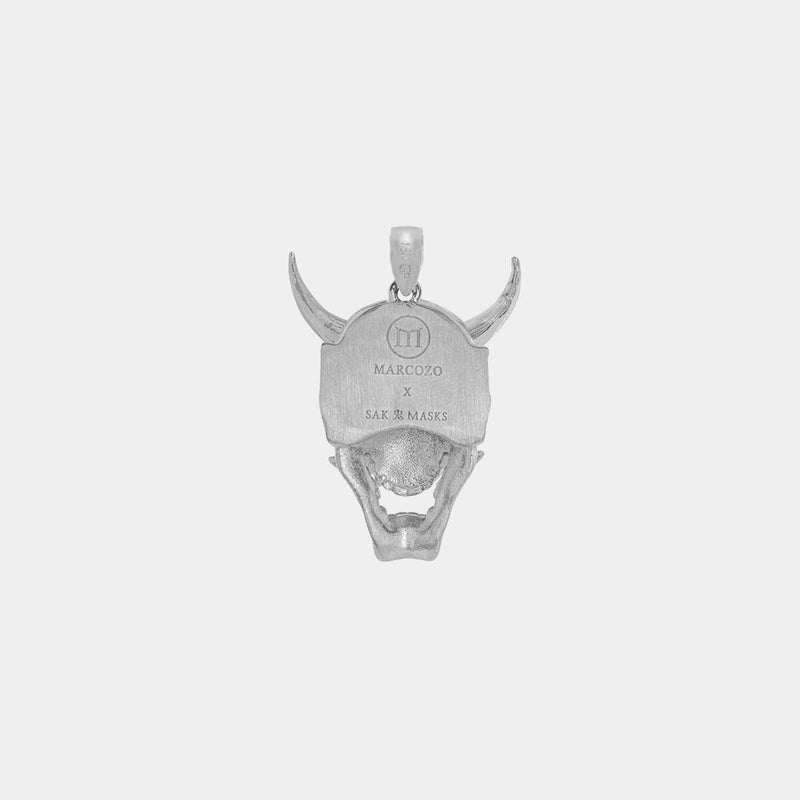 Oni Mask Pendant - White Gold