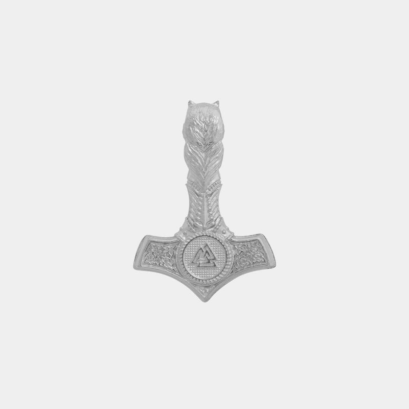 Mjolnir Hammer Pendant - White Gold - Marcozo