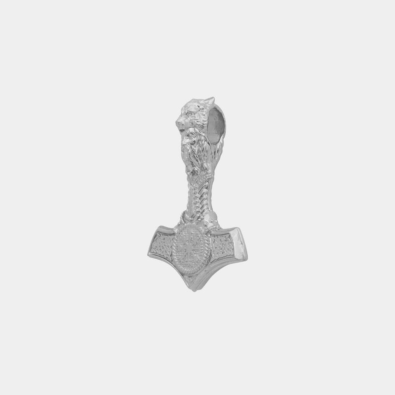 Mjolnir Hammer Pendant - White Gold - Marcozo