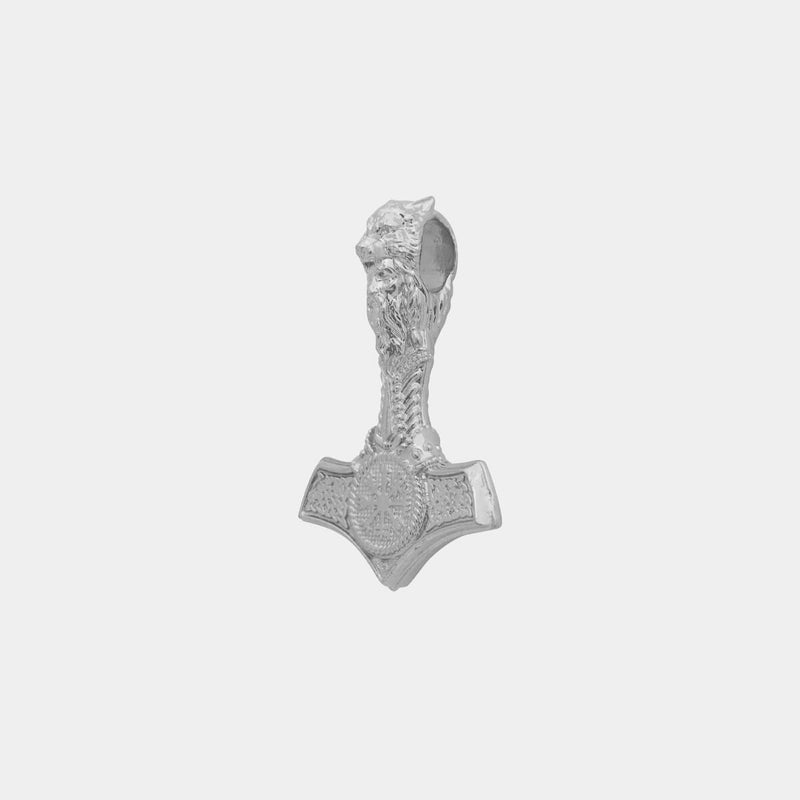 Mjolnir Hammer Pendant - White Gold