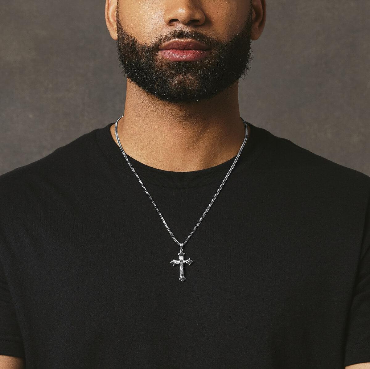 Medieval Crucifix Pendant - White Gold - Marcozo