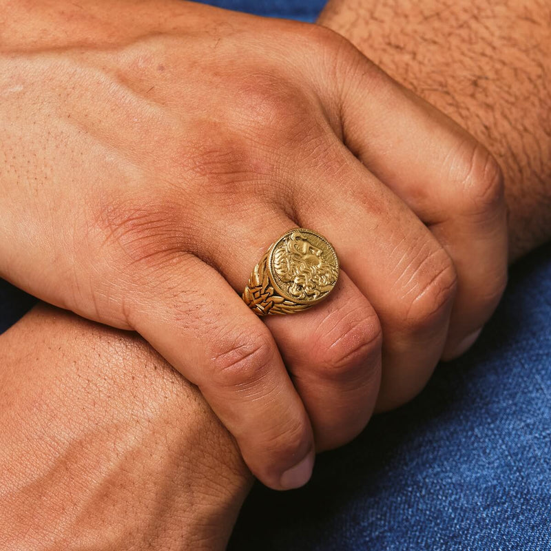Poseidon Coin Ring - Ancient Gold