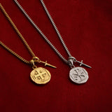 Crusader Cross Pendant Set - White Gold - MARCOZO