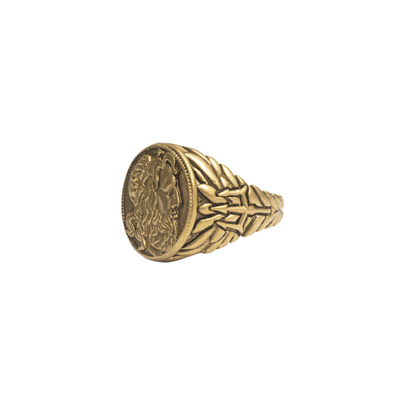 Poseidon Coin Ring - Ancient Gold