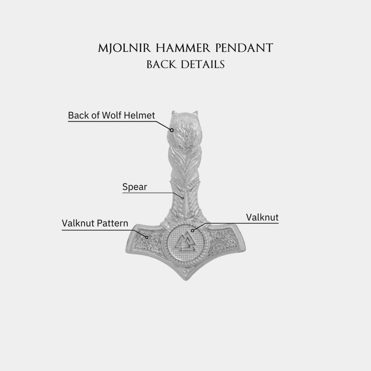 Mjolnir Hammer Pendant - White Gold - Marcozo