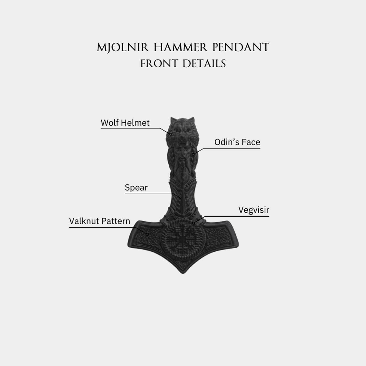 Mjolnir Hammer Pendant - Black - Marcozo