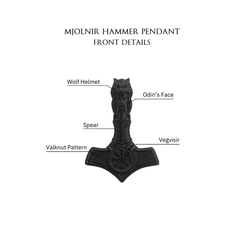 Mjolnir Hammer Pendant - Black