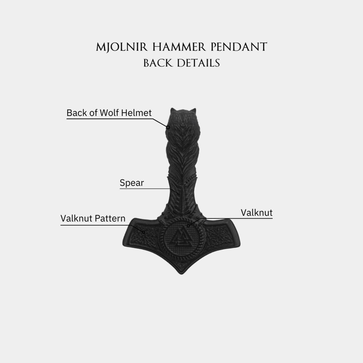 Mjolnir ブラックメタル black l Thor's Mjolnir Hammer Pendant | Black Mjolnir Norse Pendant