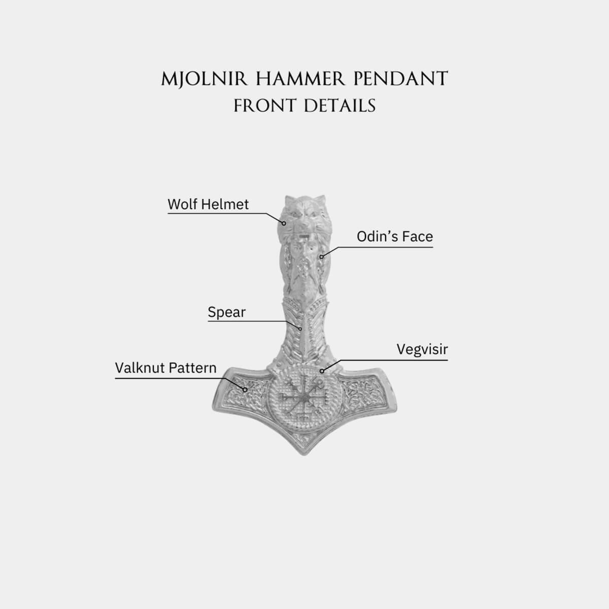 Thor's Mjolnir Hammer Pendant | White Gold Mjolnir Pendant