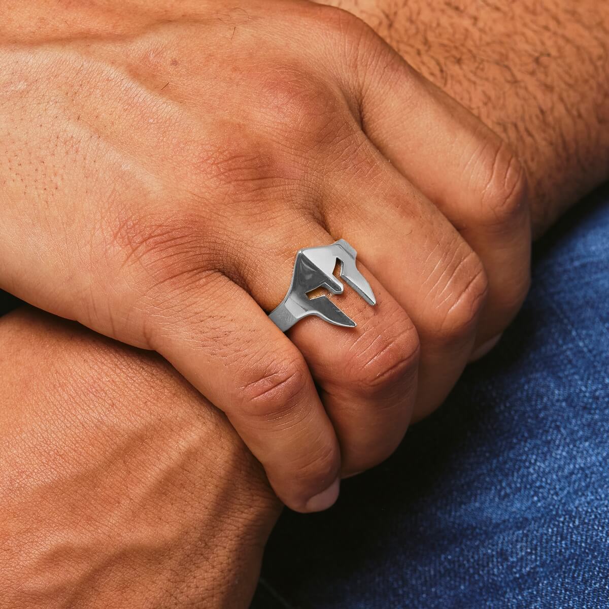 Spartan Helmet Ring - White Gold - Marcozo