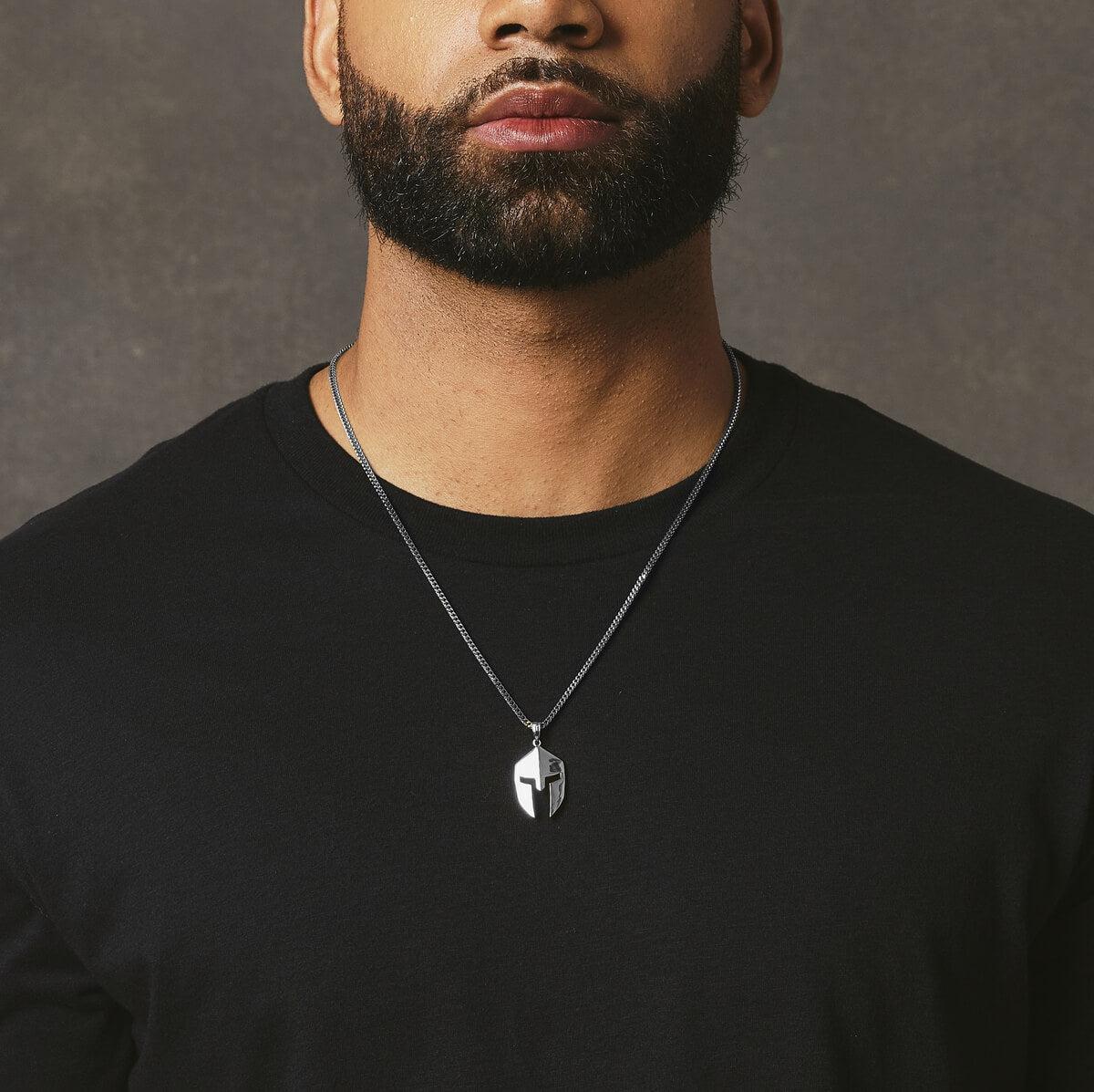 Spartan Helmet Pendant - White Gold - Marcozo