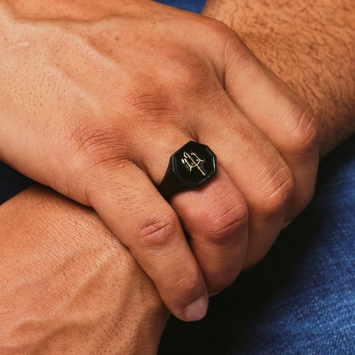 Zeus Thunderbolt Ring | Black Gold Lightening Bolt Ring | Marcozo