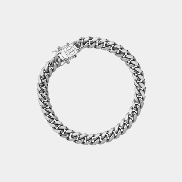 Miami Cuban Link Bracelet - White Gold (8mm)