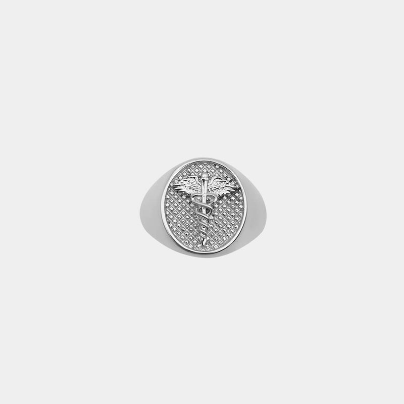 Caduceus Ring - White Gold