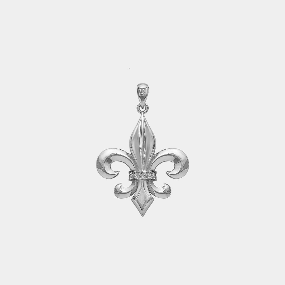 Fleur de Lis Pendant - White Gold - Marcozo